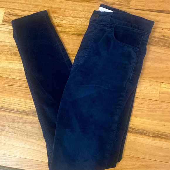 LOFT Navy Blue Velvet Tapered Leg Pants - Picture 3 of 4